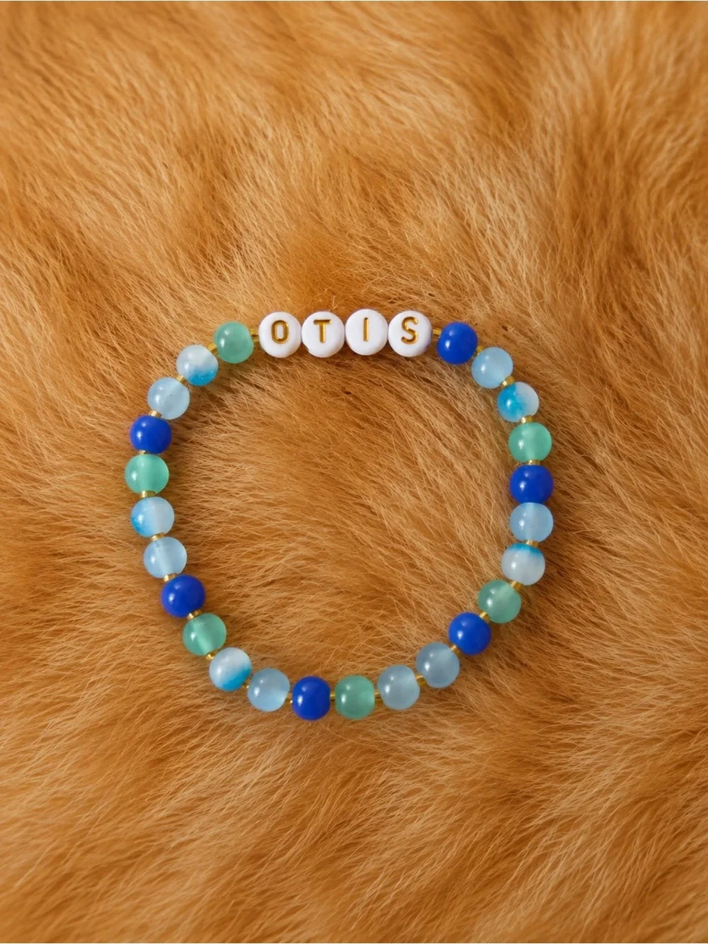 Otis Blue & Aqua Stretch Beaded Cat Collar 9”